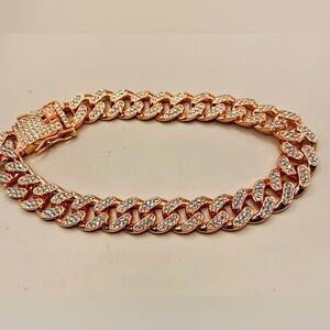 Pink and Silver Cuban Link Bracelet